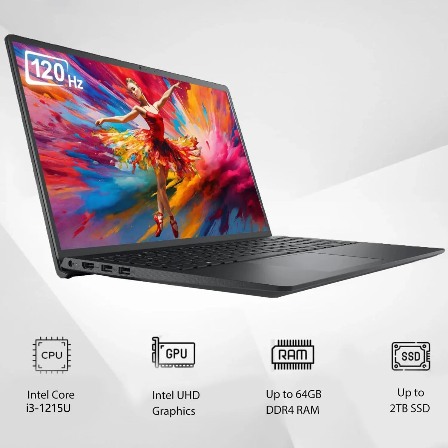 Dell Vostro 3520 15 15.6" 120Hz FHD Business Laptop Computer, 12th Gen Intel 6-Core Processor (Beat i5-1135G7), 16GB DDR4 RAM, 512GB PCIe SSD, WiFi, Bluetooth, RJ45, HDMI, Carbon Black, Windows 11 Pro