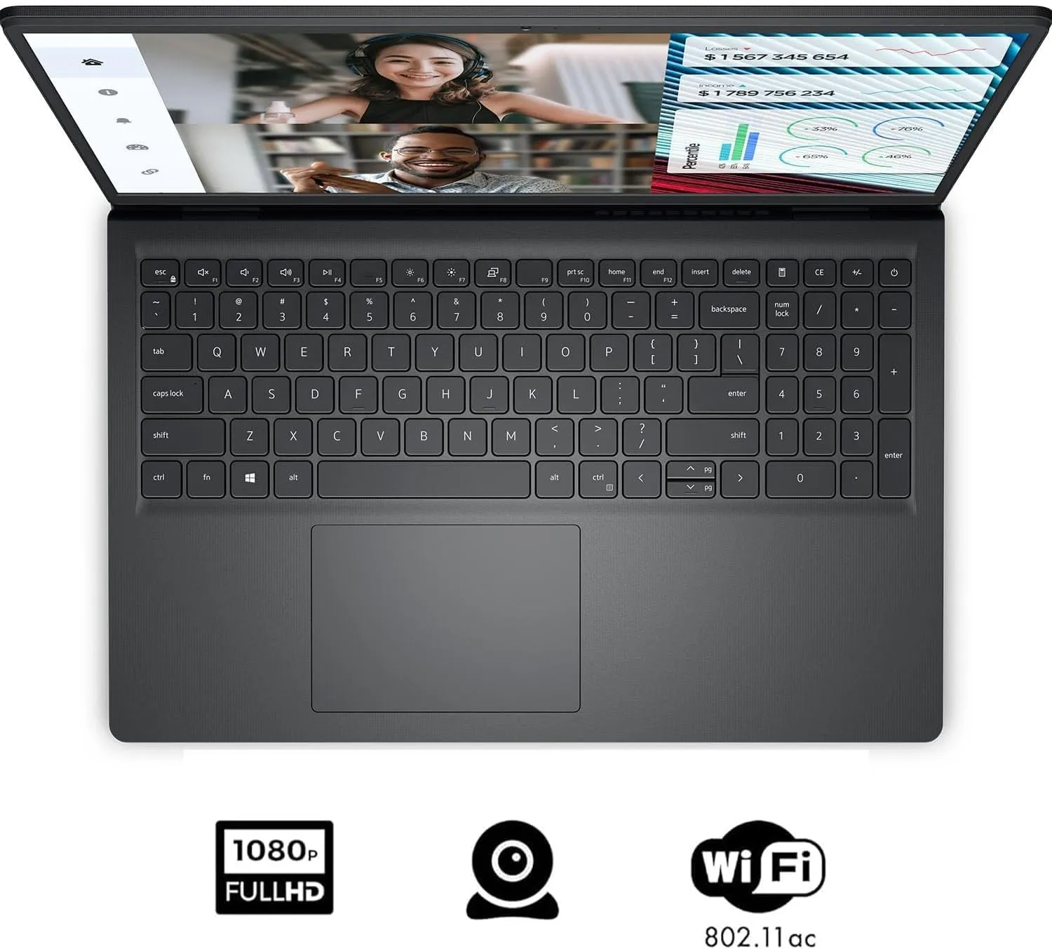 Dell Vostro 3520 15 15.6" 120Hz FHD Business Laptop Computer, 12th Gen Intel 6-Core Processor (Beat i5-1135G7), 16GB DDR4 RAM, 512GB PCIe SSD, WiFi, Bluetooth, RJ45, HDMI, Carbon Black, Windows 11 Pro