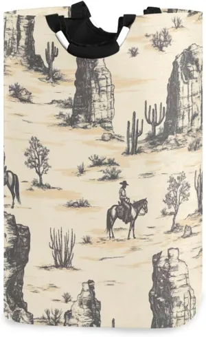 Desert Horseback Riding Laundry Basket,Laundry Hamper Bag Collapsible Waterproof Clothes Hamper with Handle for College Dorm, Family, Toys
