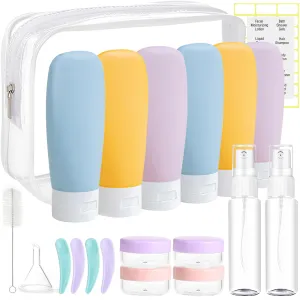 DEWSENSI 20 Pack Travel Bottles Set for Toiletries TSA Approved, Leak Proof Travel Size Containers Kit Portable Refillable Travel Accessories for Shampoo Conditioner Lotion Liquids (Multi-color)