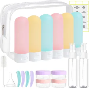 DEWSENSI 20 Pack Travel Bottles Set for Toiletries TSA Approved, Leak Proof Travel Size Containers Kit Portable Refillable Travel Accessories for Shampoo Conditioner Lotion Liquids