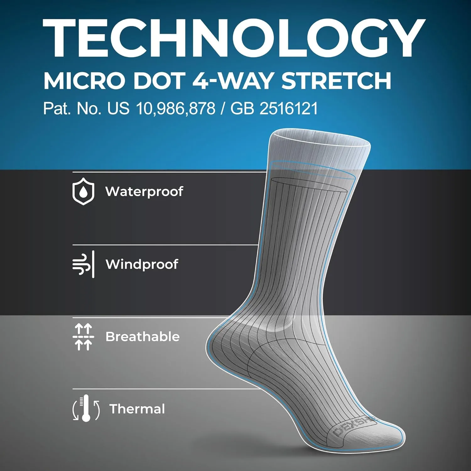 DexShell Waterproof Socks for Men & Women - Mid Calf Boot Sock, Warm for Hiking Camping in Extreme Cold Wet Weather