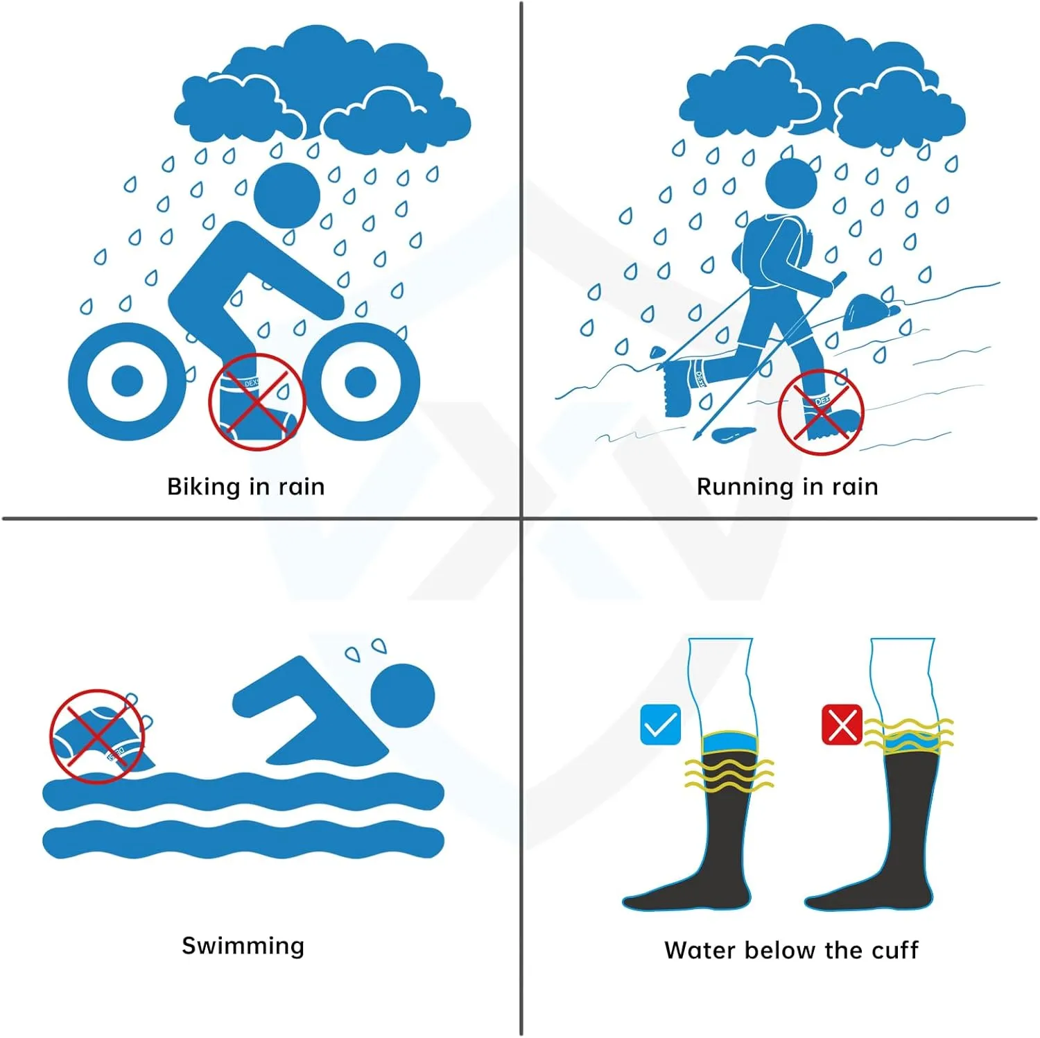 DexShell Waterproof Socks for Men & Women - Mid Calf Boot Sock, Warm for Hiking Camping in Extreme Cold Wet Weather