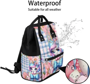 Diaper Bag Backpack Cup Cute Unicorn Baby Bag for Boys& Girls, Waterproof Mummy Bag, Baby Nappy Changing Bags, Large Capacity Tote Handbags Casual Travel Backpacks for Mom Dad Unisex