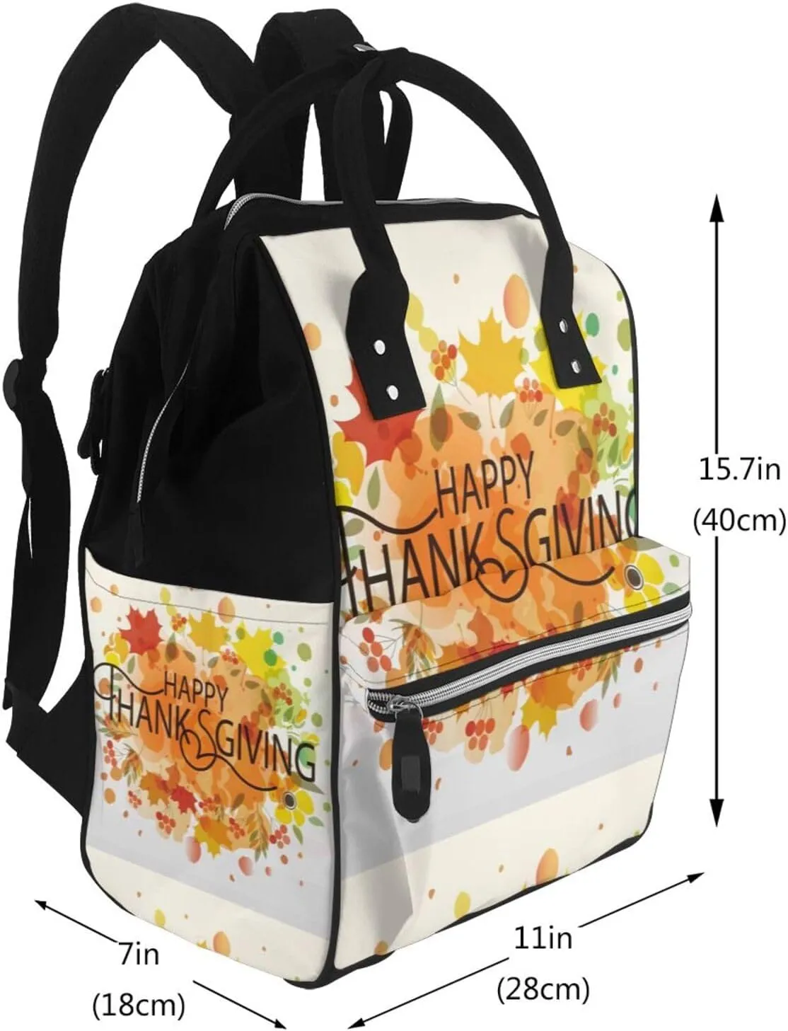 Diaper Bag Backpack For Women, Happy Thanksgiving Waterproof Multifunction Travel Pack Maternity Baby Changing Bags, Nappy Baby Bags With Multi-Function For Baby