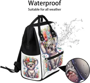 Diaper Bag Backpack Lovely Flower Animal Baby Bag for Boys& Girls, Waterproof Mummy Bag, Baby Nappy Changing Bags, Large Capacity Tote Handbags Casual Travel Backpacks for Mom Dad Unisex