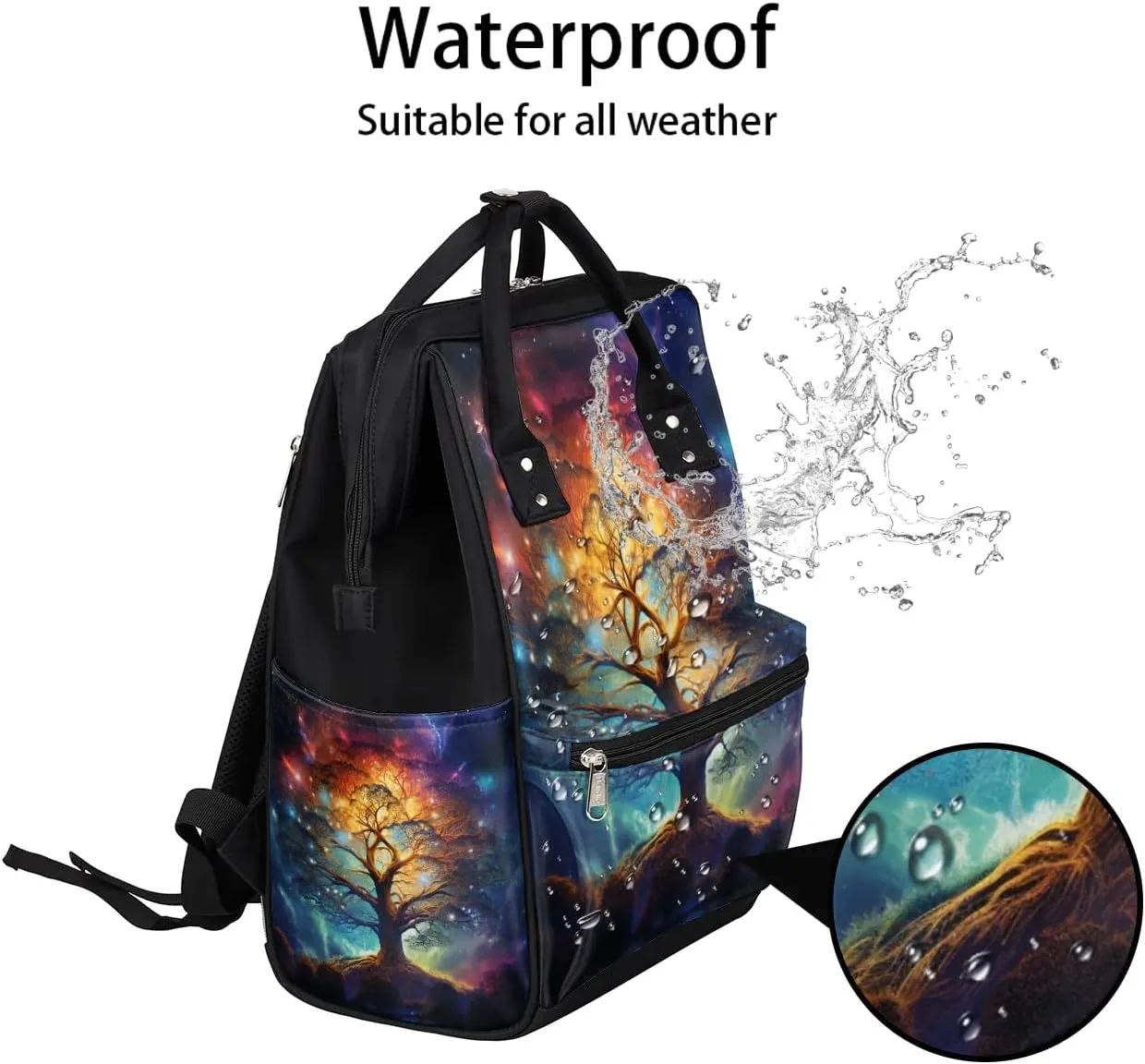 Diaper Bag Backpack Starry Sky Tree Of Life Baby Bag for Boys& Girls, Waterproof Mummy Bag, Baby Nappy Changing Bags, Large Capacity Tote Handbags Casual Travel Backpacks for Mom Dad Unisex