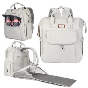Diaper Bag Backpack, with Diaper Changing Table Backpack, Foldable Diaper Pad, Lightweight Large Capacity, Essential Diaper Bag for Daily Travel (Light Gray)