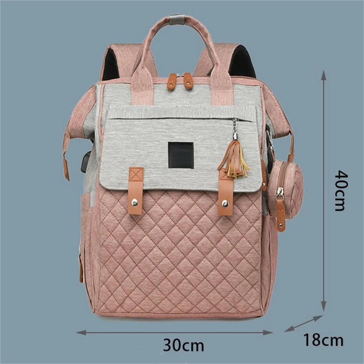 Diaper Bag Backpack with Pacifier Case, Diaper Bag Backpack for Women Large Capacity with Insulated Pockets (Pink)