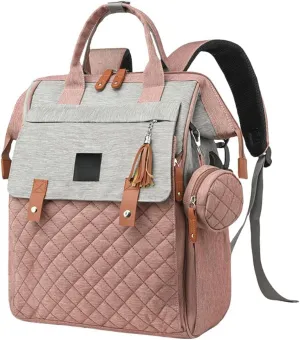 Diaper Bag Backpack with Pacifier Case, Diaper Bag Backpack for Women Large Capacity with Insulated Pockets (Pink)