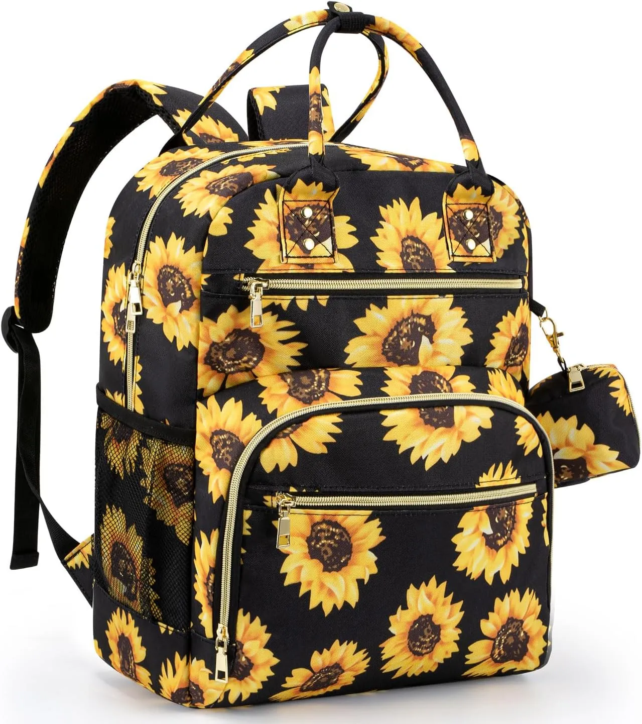 Diaper Bag Backpack,Baby Essentials Diapers Bag with Pacifier Case,Multipurpose Stylish Large Capacity Travel Backpack for Baby Girl/Boy(M-Sunflower)