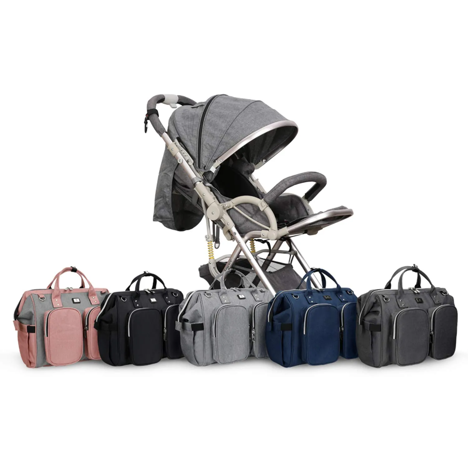Diaper Bag Totes with Changing Pad & Stroller Straps, Large Portable Newborn Baby Bags, Unisex and Stylish Travel Diaper Backpacks for Mom and Dad (Blue)