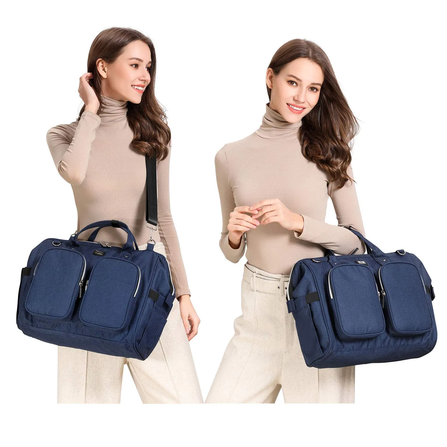 Diaper Bag Totes with Changing Pad & Stroller Straps, Large Portable Newborn Baby Bags, Unisex and Stylish Travel Diaper Backpacks for Mom and Dad (Blue)