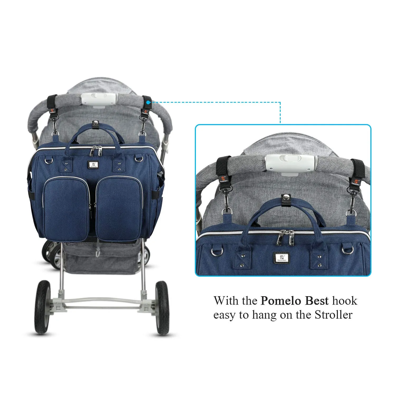 Diaper Bag Totes with Changing Pad & Stroller Straps, Large Portable Newborn Baby Bags, Unisex and Stylish Travel Diaper Backpacks for Mom and Dad (Blue)