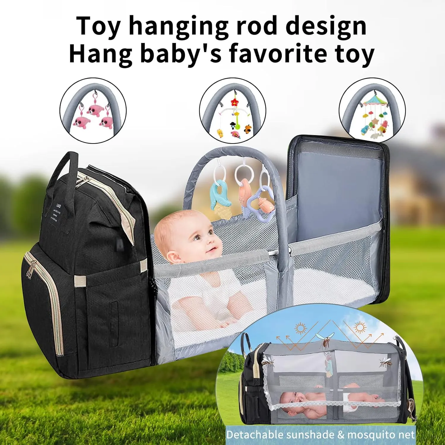 Diaper Bag with Changing Station,Baby Diaper Bag,Large Capacity,900d Excellent Oxford(Upgrade Black)