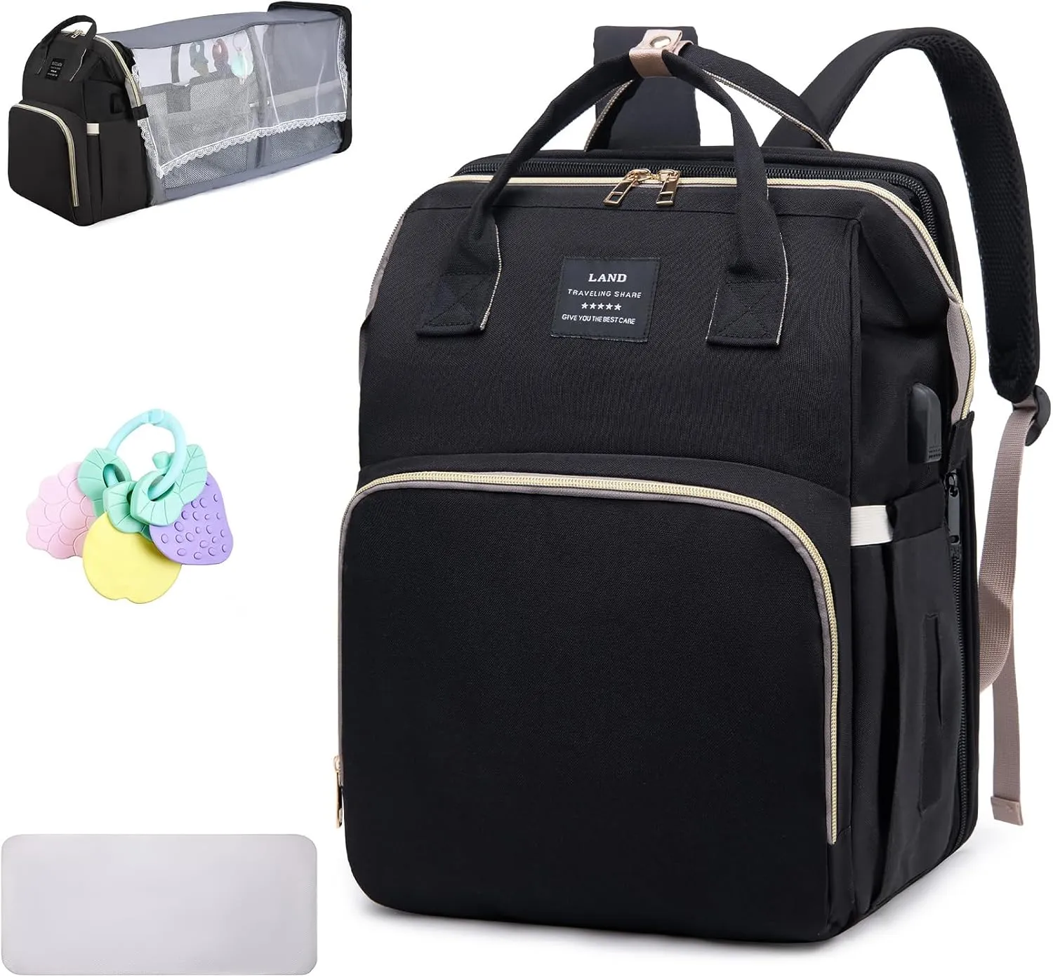 Diaper Bag with Changing Station,Baby Diaper Bag,Large Capacity,900d Excellent Oxford(Upgrade Black)