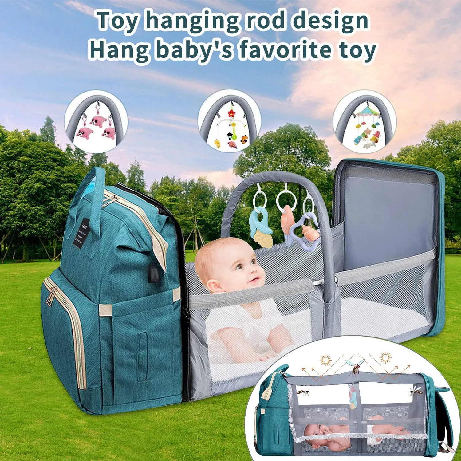 Diaper Bag with Changing Station,Baby Diaper Bag,Large Capacity,900d Excellent Oxford(Upgrade Green)