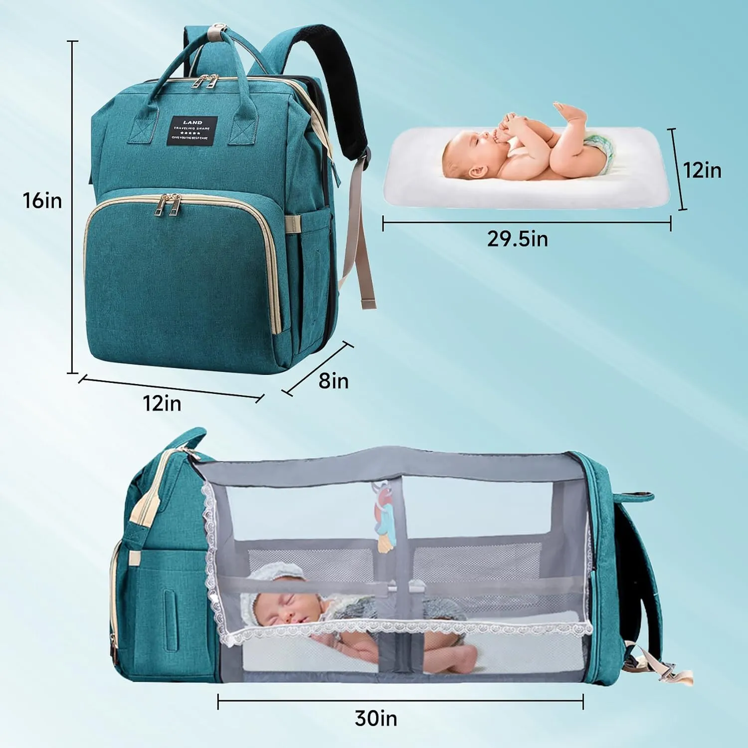 Diaper Bag with Changing Station,Baby Diaper Bag,Large Capacity,900d Excellent Oxford(Upgrade Green)