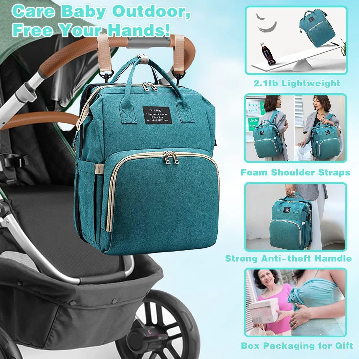 Diaper Bag with Changing Station,Baby Diaper Bag,Large Capacity,900d Excellent Oxford(Upgrade Green)