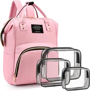 Diaper Bag with Organizing Pouches, Nappy Bags Handbag Multifunction Diaper Bag for Baby Care Travel Backpack Large Capacity Light Pink
