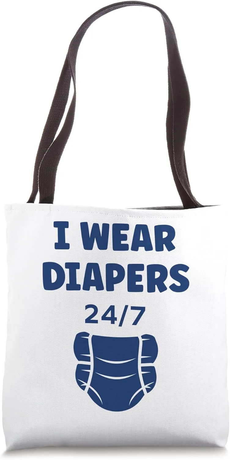 Diaper Minimalist Baby Parent i wear Diapers Tote Bag