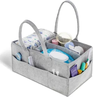 Diaper Organizer Caddy Bag - Large Felt 15x9in Car and Nursery Organizer and Baby Diaper Caddy Organizer