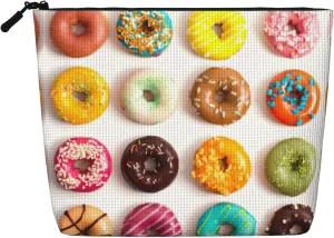 Different Flavors of Doughnuts Print Toiletry Bag Single-layer Makeup Bag Travel Cosmetic Organizer Work Bag Essentials