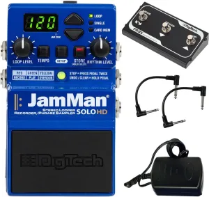 Digitech JamMan Solo HD Stereo Looper Pedal - Bundle with 2 Patch Cables and FS3x 3 Button Footswitch