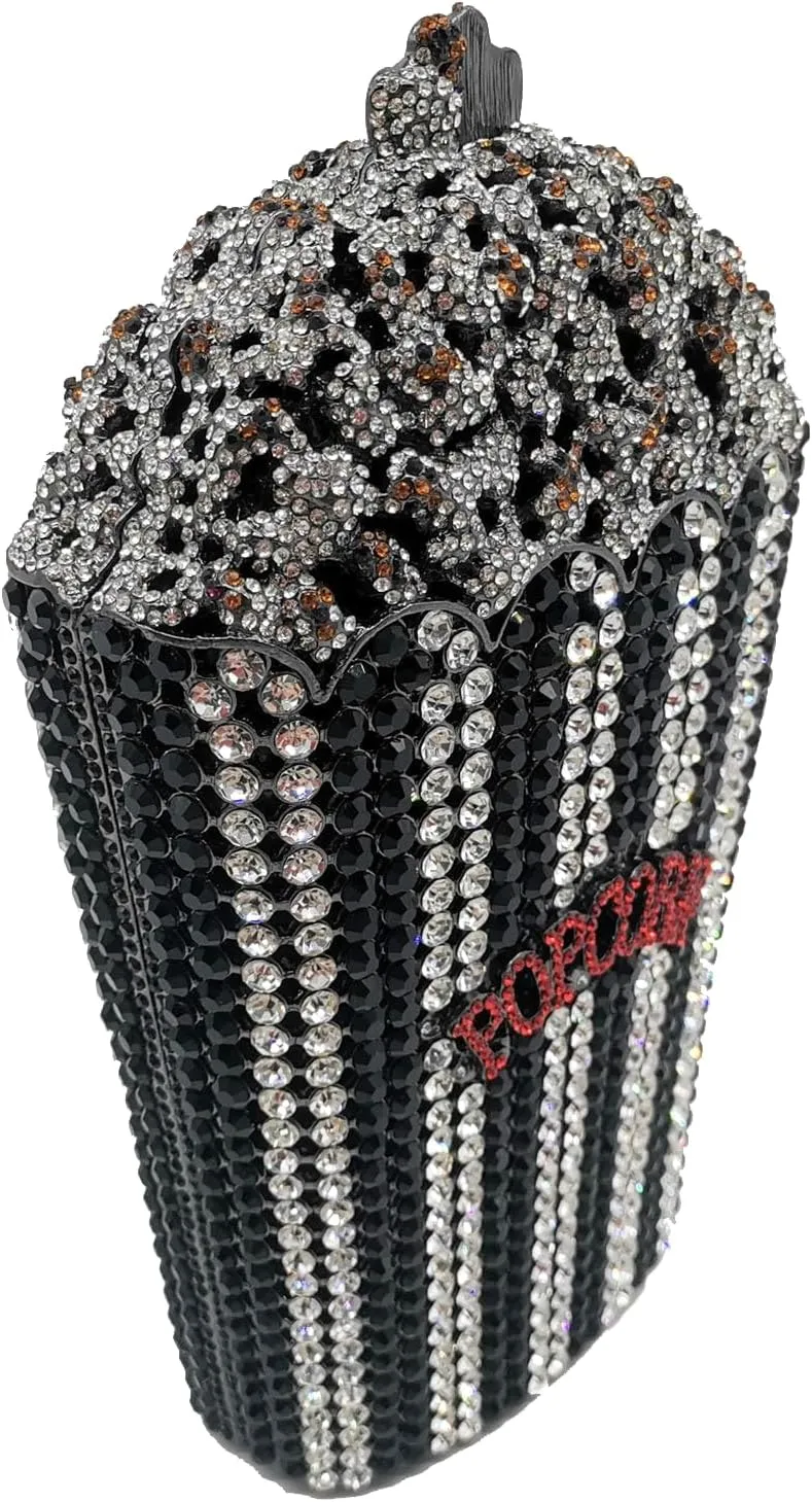 DJBM Luxury Women Rhinestone Clutch - Popcorn Evening Bag with Crystal Rhinestones for Women - Perfect for Party Nights