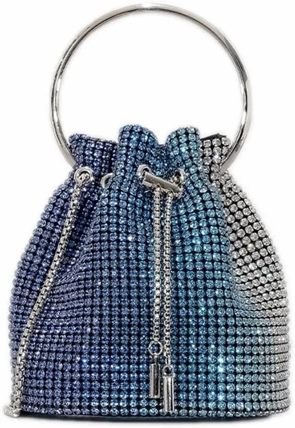 DJBM Women Full Diamonds Bucket Handbag Rhinestone Clutch Purse Evening Clutch for Women Party Prom Cocktail Wedding