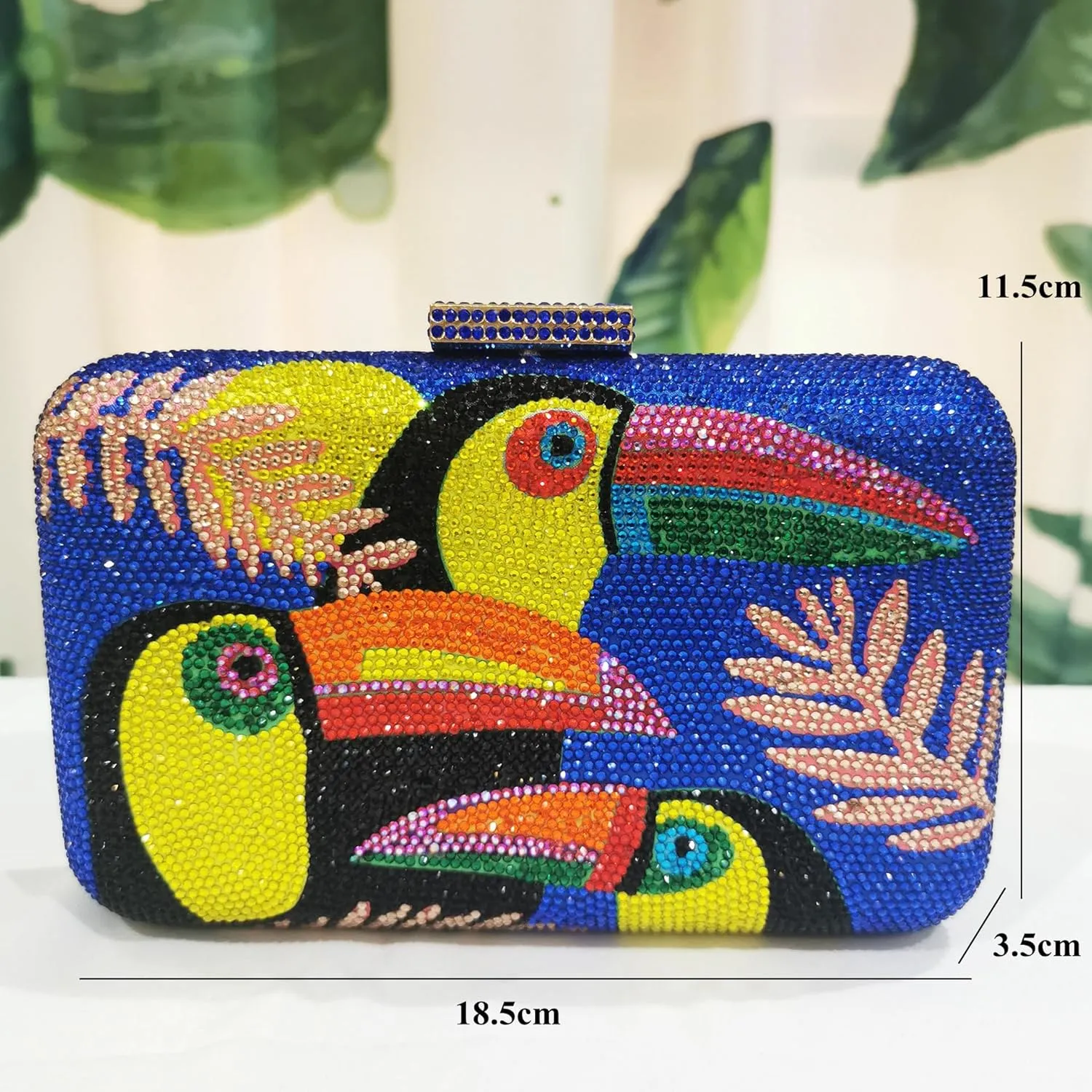 DJBM Women's Colorful Bird Crystal Bag Shiny Luxury Diamond Chain Purse for Night Dates Party