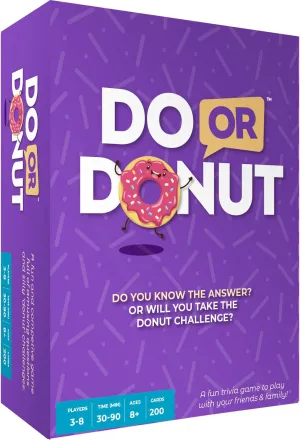Do or Donut Card Game – Exciting Family & Couples Game Night Challenge, Fun Game for Family Gatherings, Parties, Classrooms, Kids & Adults – 3-8 Players, Ages 8 , 30 Mins of Laughter & Entertainment!