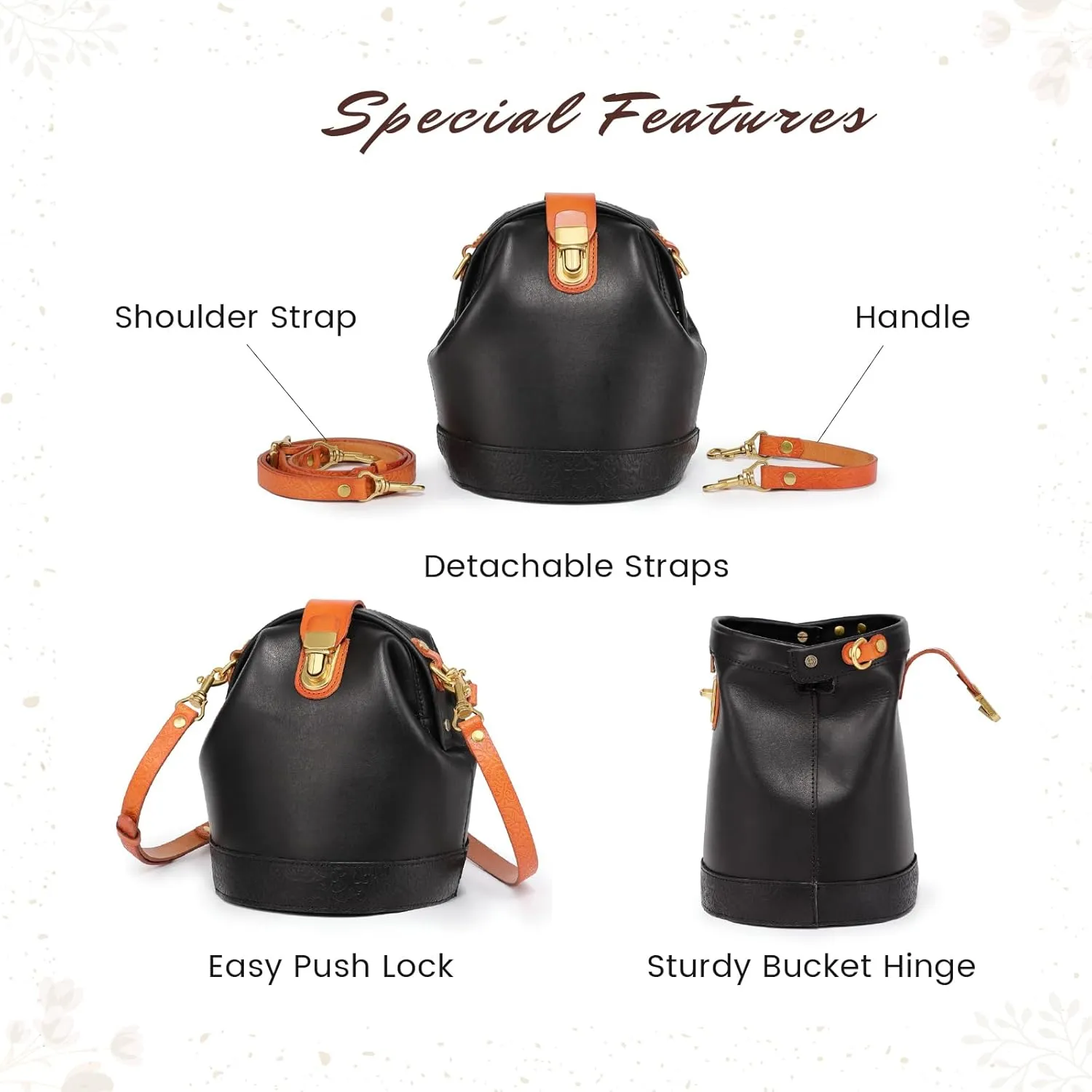 Doctor Bucket Crossbody Handbag | Luxurious and Versatile Bag for Women | Genuine Cowhide Leather