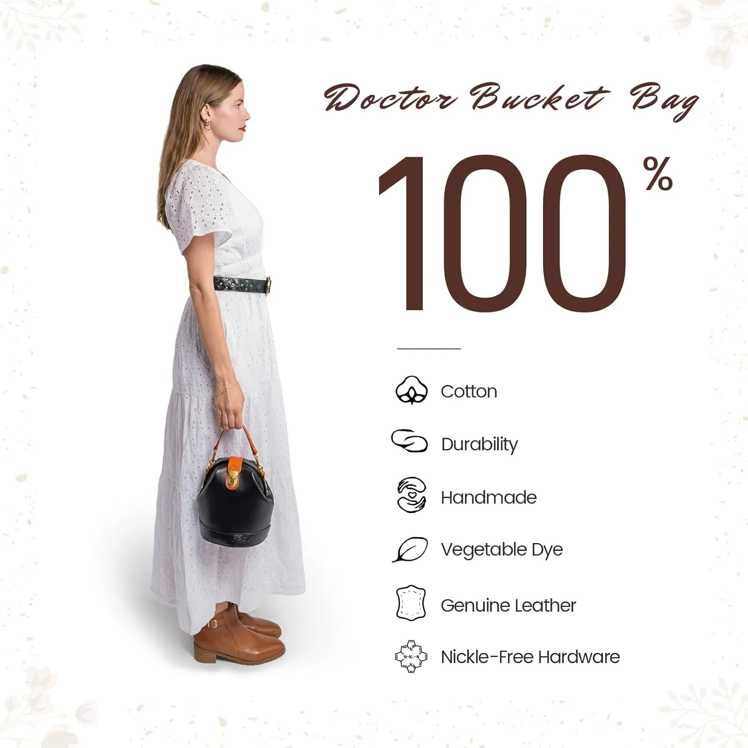 Doctor Bucket Crossbody Handbag | Luxurious and Versatile Bag for Women | Genuine Cowhide Leather