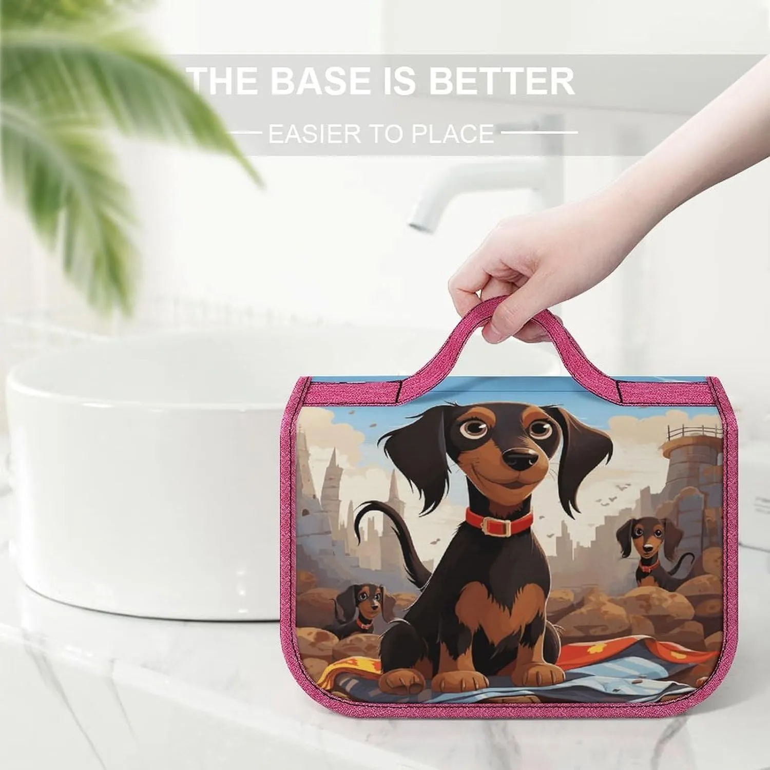 Dog Dachshunds Travel Toiletry Bag for Women,Hanging Toiletry Organizer with Hook, Makeup Bag Travel Organizer for Shampoo,Toiletriesl