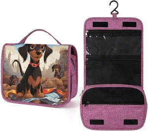 Dog Dachshunds Travel Toiletry Bag for Women,Hanging Toiletry Organizer with Hook, Makeup Bag Travel Organizer for Shampoo,Toiletriesl