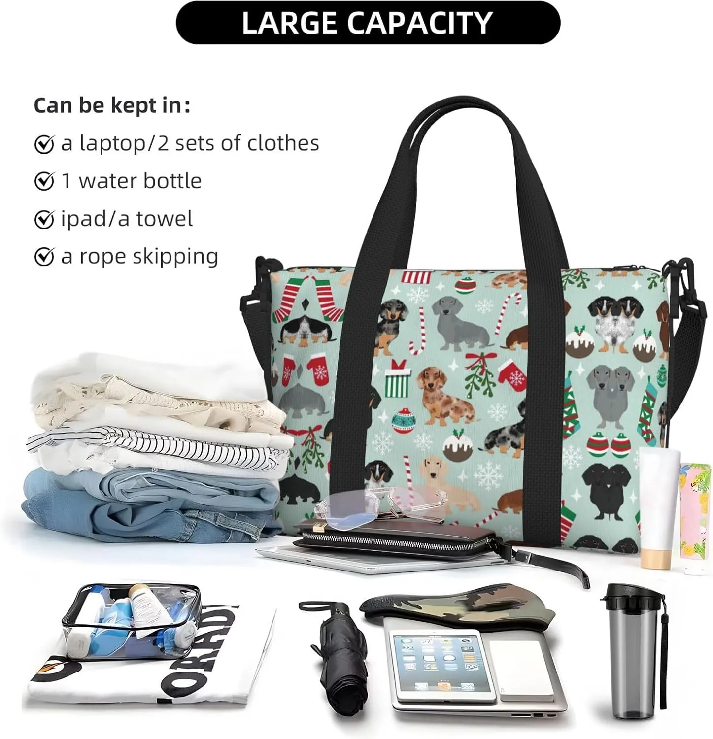 Dog Flora Travel Bags, Weekender Carry On For Women, Sports Gym Bag, Workout Duffel Bag,Overnight