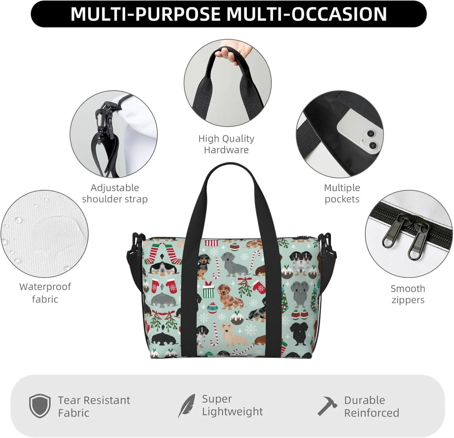 Dog Flora Travel Bags, Weekender Carry On For Women, Sports Gym Bag, Workout Duffel Bag,Overnight