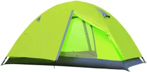 Dome Camping-Tents 2 Person Windproof Family Tent Ventilated Mesh Windows for Camping Hiking Outdoor Activities Green