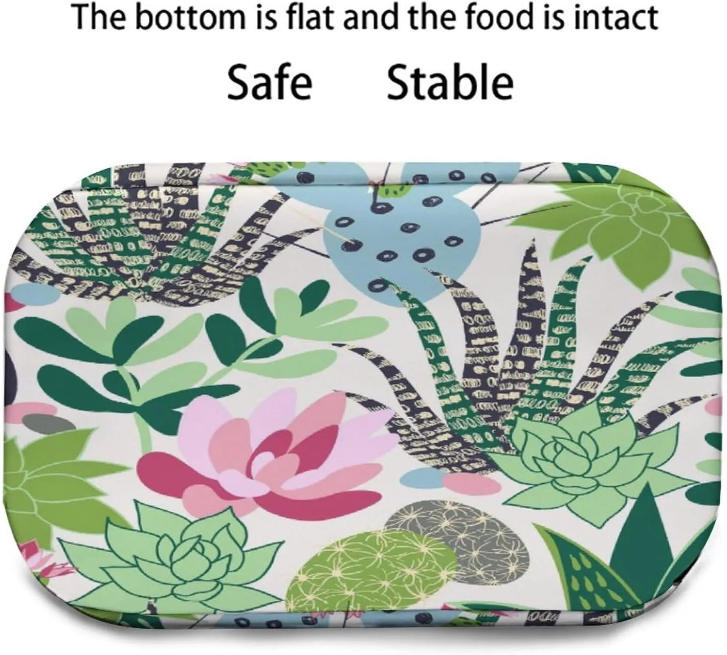 Donnapink Reusable Cooler Insulated Lunch Bag, Removable Strap Tote Handbag Thermal Reusable Box with Two Mesh Pockets 10x9x6.5 in Print Tropical Succulents Cactuses Flowers