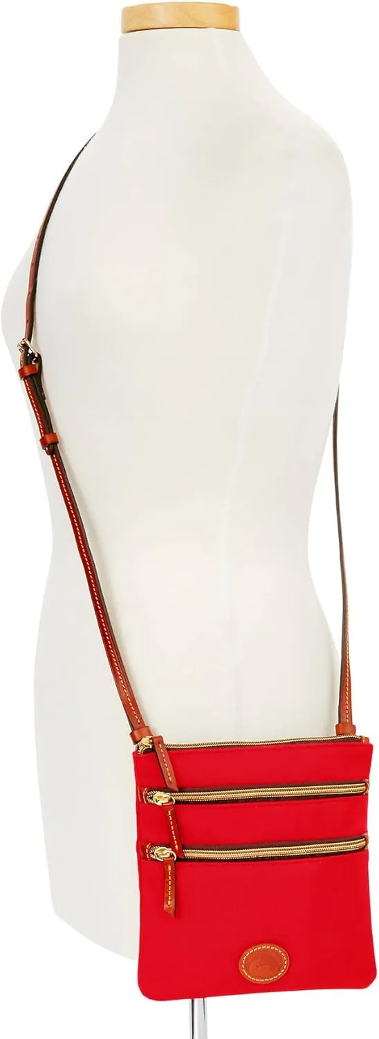 Dooney & Bourke Women's North South Triple Zip Crossbody in Lightweight Nylon, Handbag with Adjustable Shoulder Strap