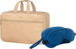 Dot&Dot Beige Hanging Travel Toiletry Bag   2in1 Neck Pillow with Eye Sleep Mask