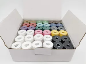 DOUBLELIN Prewound Bobbin, Plastic Sided, Size L(SA155, Size 9.4), 144pcs, Polyester, Doublelin, Compatible with Babylock, Bernina, Brother, Consew, Juki, Singer, Tajima&More (40S2, Multi-Color)