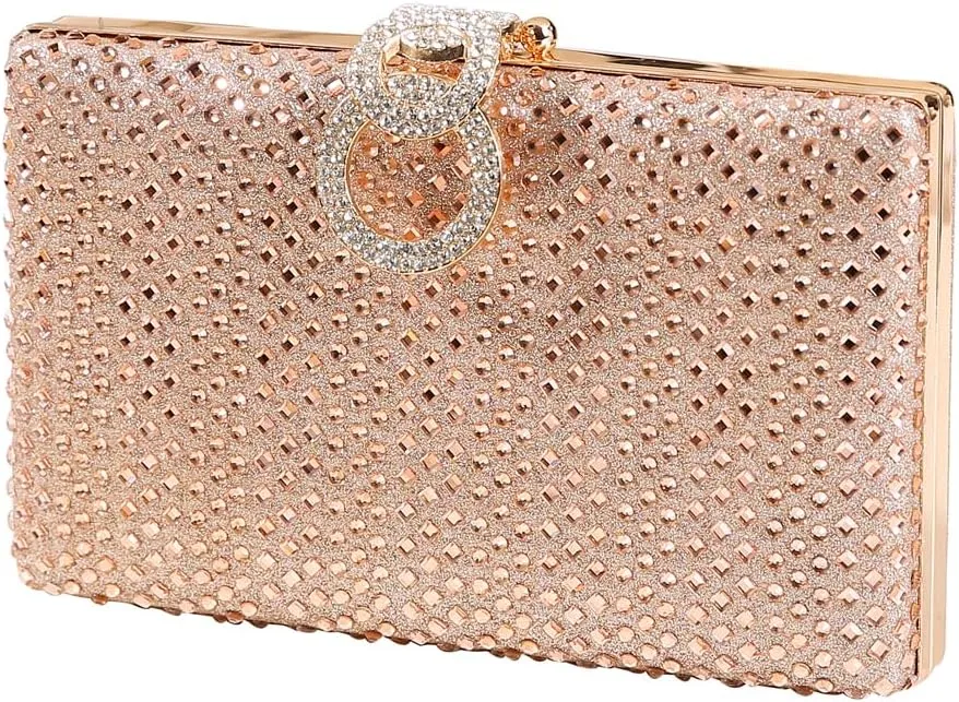 Dreubea Women's Fashion Rhinestone Evening Handbag Shiny Clutch Bag