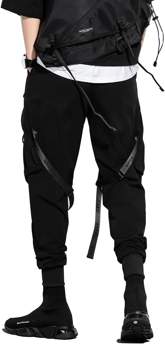 DUDHUH Cargo Pants for Men Techwear Hip Hop Harem Pants Streetwear Fashion Men’s Tactical Track Jogger Pants