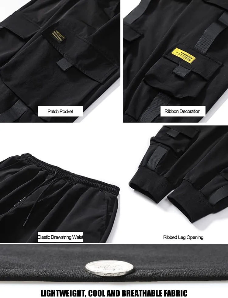 DUDHUH Cargo Pants for Men Techwear Hip Hop Harem Pants Streetwear Fashion Men’s Tactical Track Jogger Pants