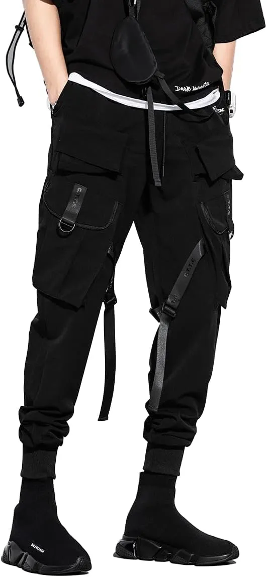 DUDHUH Cargo Pants for Men Techwear Hip Hop Harem Pants Streetwear Fashion Men’s Tactical Track Jogger Pants