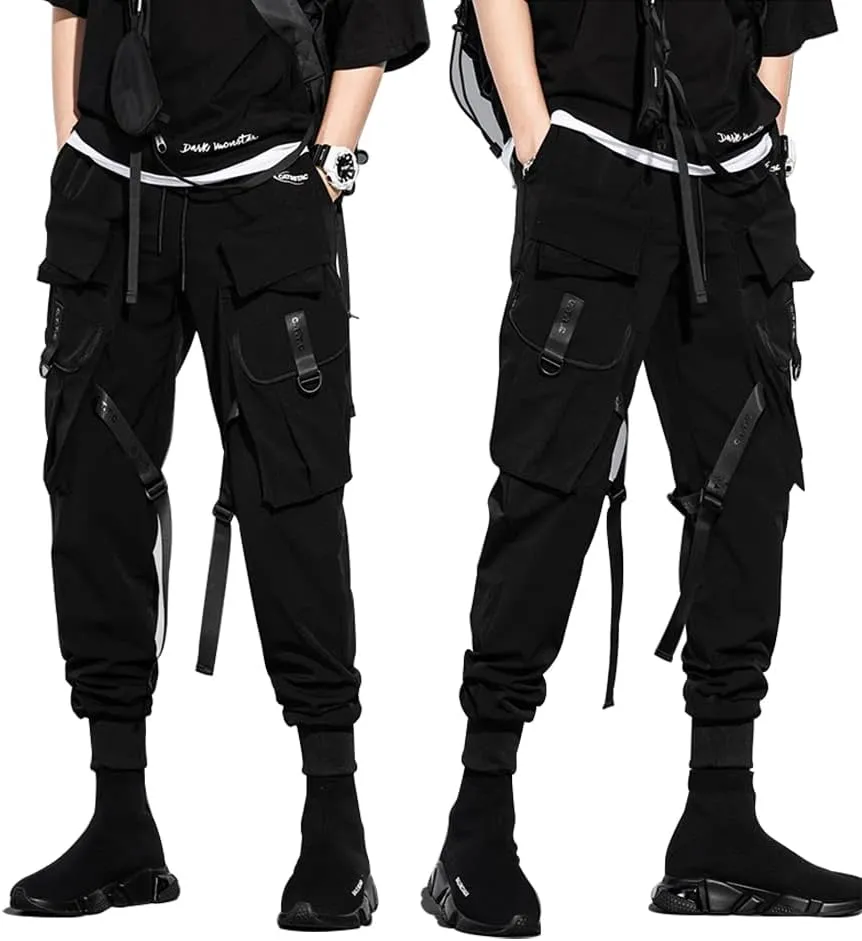 DUDHUH Cargo Pants for Men Techwear Hip Hop Harem Pants Streetwear Fashion Men’s Tactical Track Jogger Pants