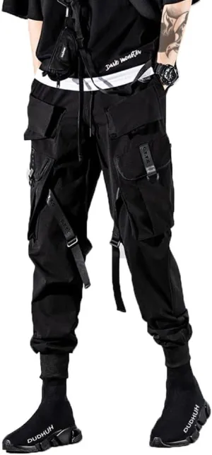 DUDHUH Cargo Pants for Men Techwear Hip Hop Harem Pants Streetwear Fashion Men’s Tactical Track Jogger Pants