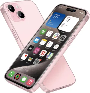 Dummy Fake Phone Model, Looks Like Real Phone Dummy Compatible with Phone 15, Prank Stuff Decoy Pear Non-Working Toy Phone 15 for Kids (Pink)